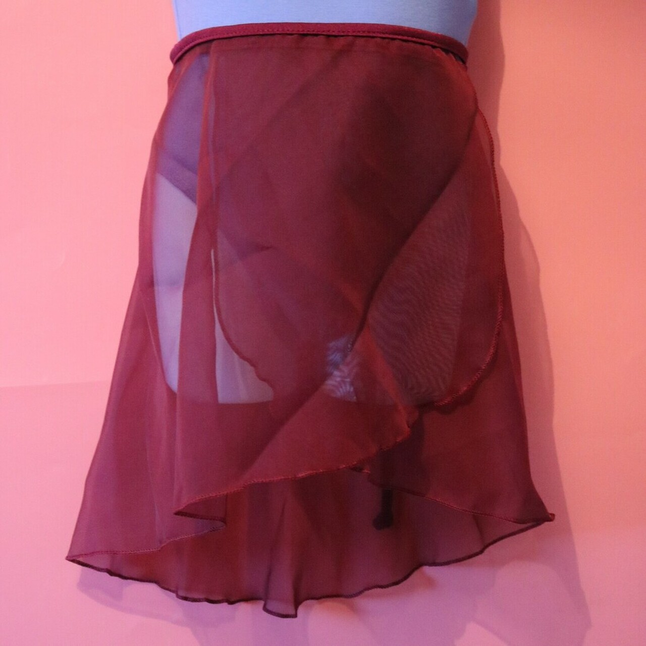 Starlite Romilee Short Wrap Over Georgette Skirt In Burgundy